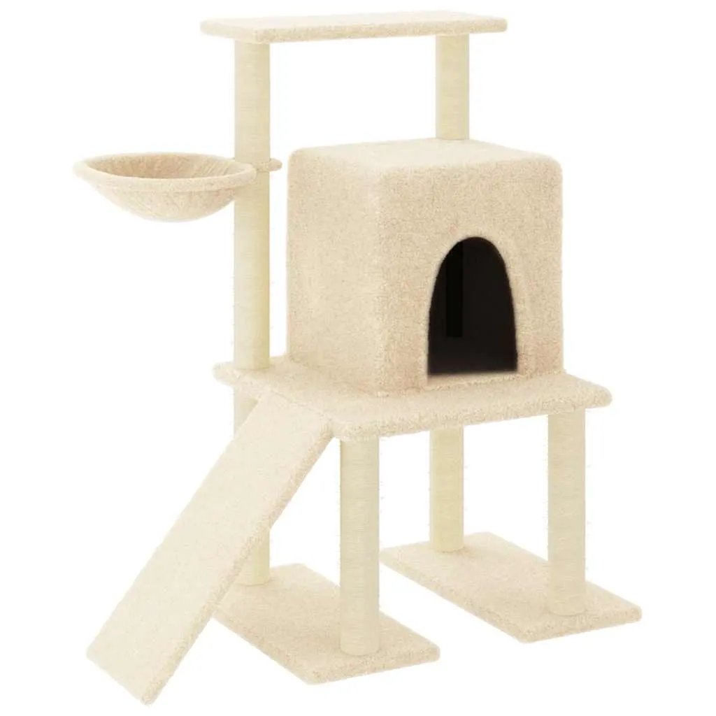 vidaXL vidaXL Cat Tree with Sisal Scratching Posts Cream 96.5 cm - Cat Tree
