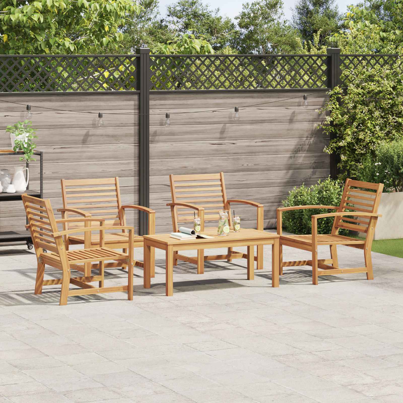 vidaXL vidaXL Garden Sofa Set 5 pcs Natural Solid Teak Wood - Garden Sofa Sets