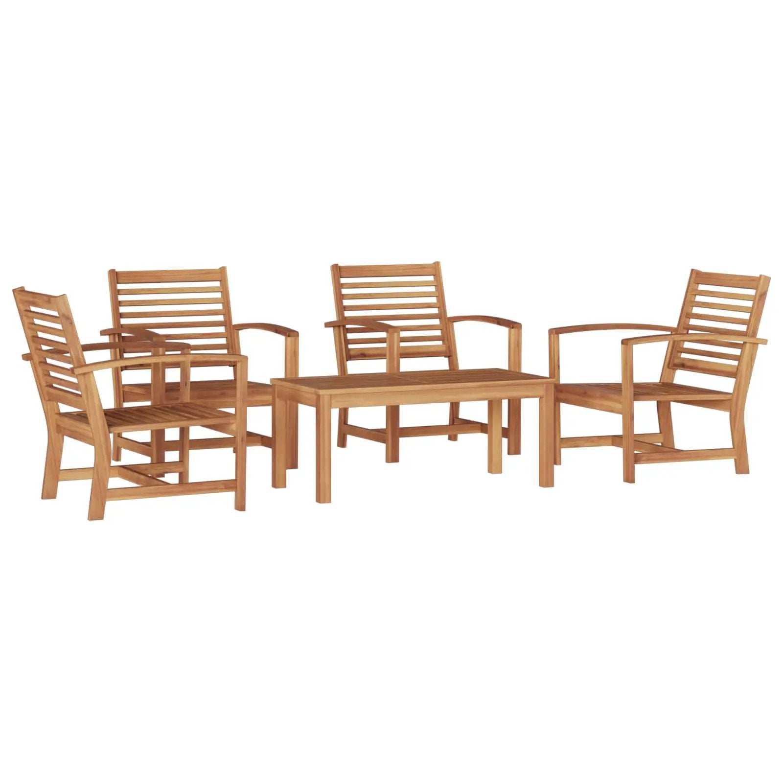 vidaXL vidaXL Garden Sofa Set 5 pcs Natural Solid Teak Wood - Garden Sofa Sets