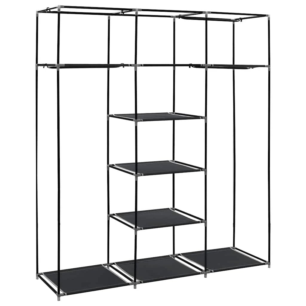 vidaXL vidaXL Wardrobe with Compartments and Rods Black 150x45x175 cm Fabric - Wardrobe