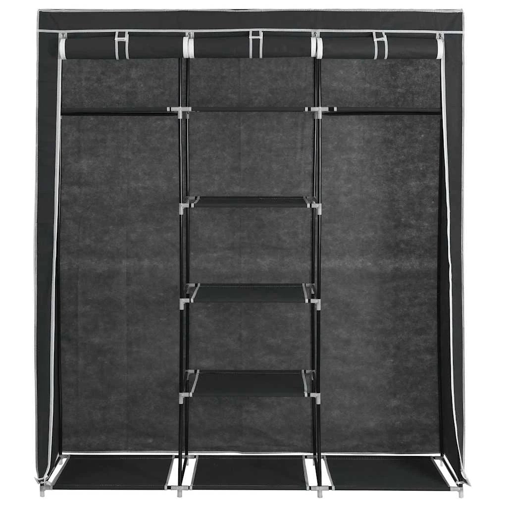 vidaXL vidaXL Wardrobe with Compartments and Rods Black 150x45x175 cm Fabric - Wardrobe