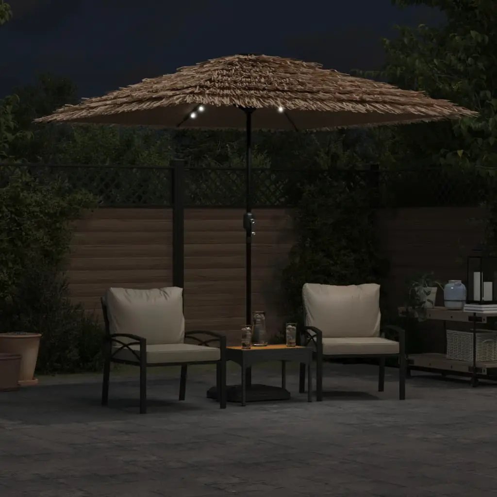 vidaXL vidaXL Garden Parasol with LEDs and Steel Pole Brown 248x248x248 cm - Parasol