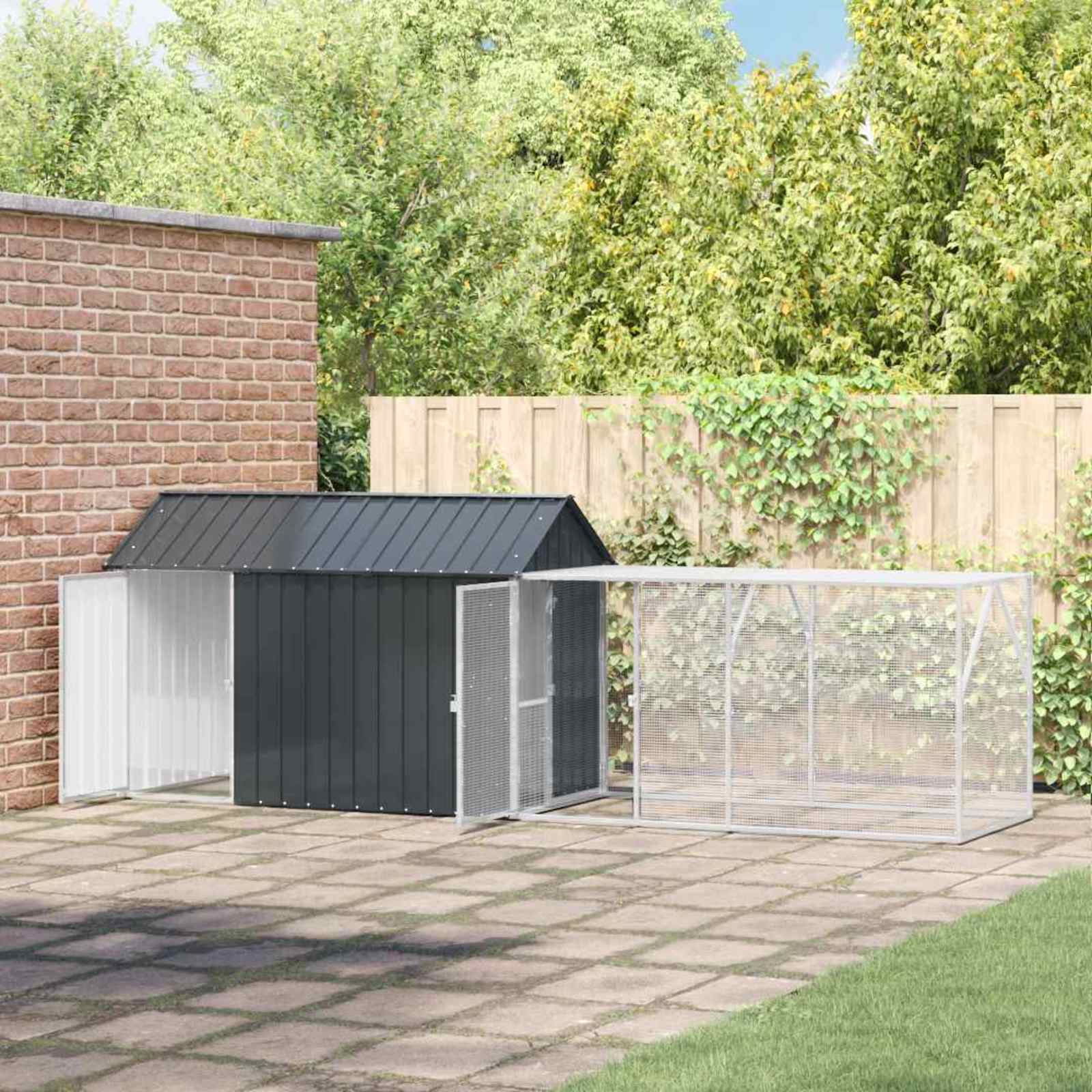 vidaXL vidaXL Bird Cage Anthracite 416.5 x 103 x 142 cm Galvanised Steel - Bird Cage