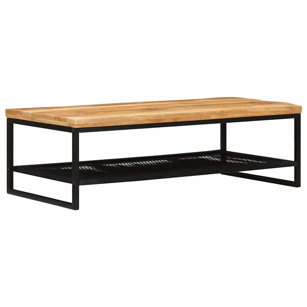 vidaXL vidaXL Coffee Table 110 x 55 x 35 cm Solid Mango Wood Industrial Frame With Mesh Shelf For Living Room - Coffee Table