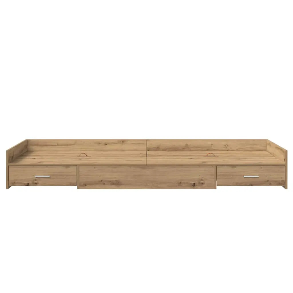 vidaXL Bed Frame with Drawer Artisan Oak 90 x 190 cm Engineered Wood - from vidaXL