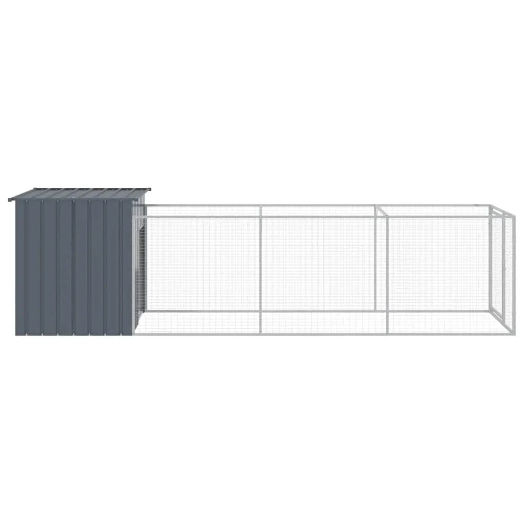 vidaXL Dog House with Run Anthracite 110x405x110 cm Galvanised Steel - from vidaXL
