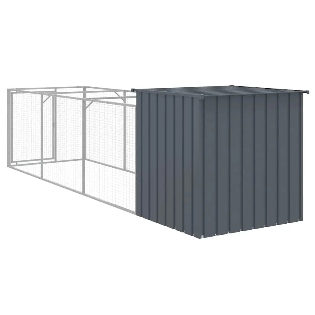 vidaXL Dog House with Run Anthracite 110x405x110 cm Galvanised Steel - from vidaXL
