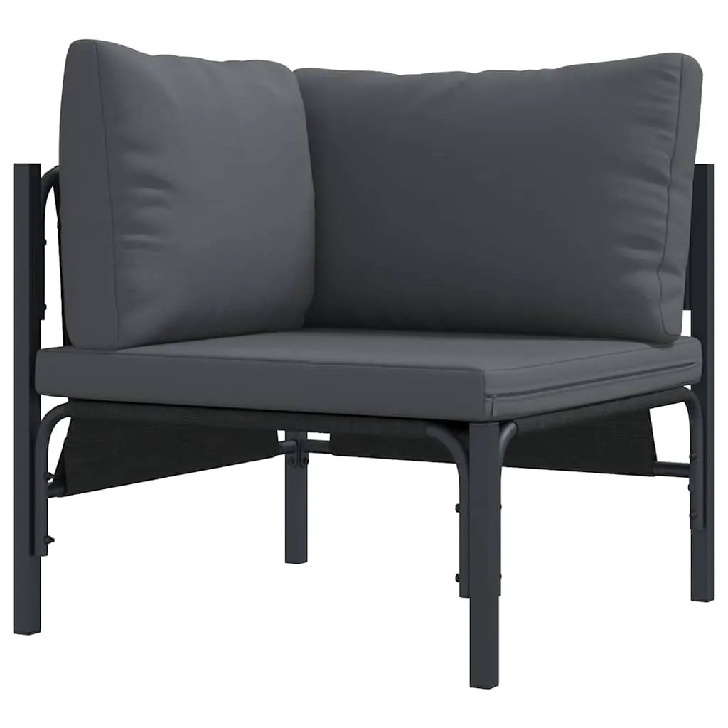 vidaXL vidaXL Garden Sofa Set with Cushion 11 pcs Black Steel - Garden Sofa Sets