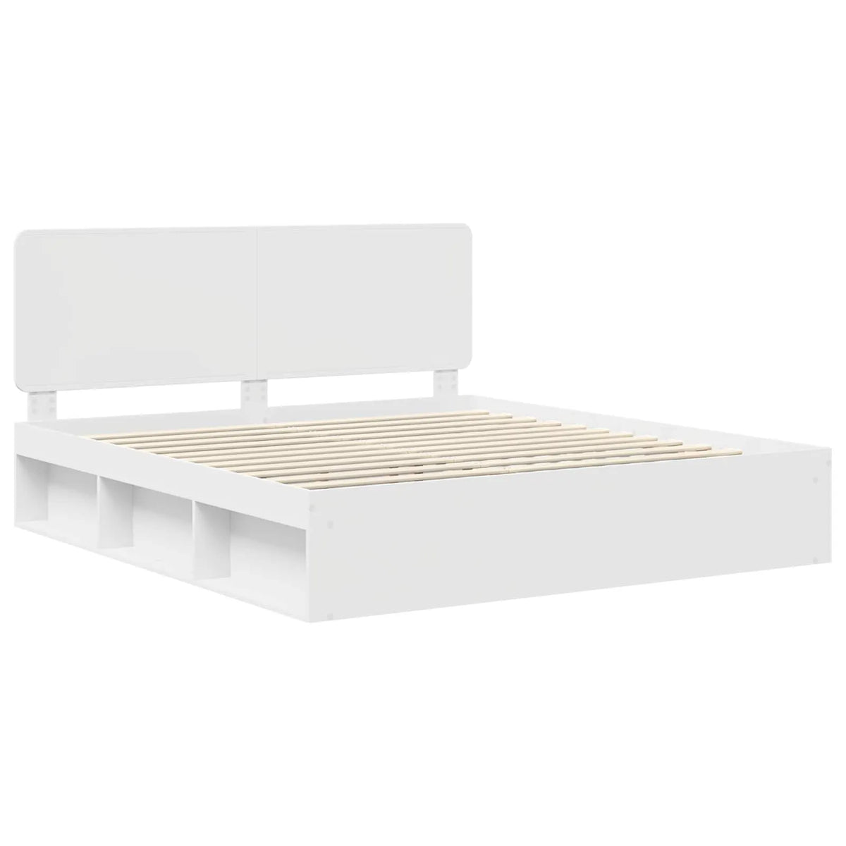 vidaXL Bed Frame with Headboard White 200 x 200 cm Solid Pine Wood - from vidaXL