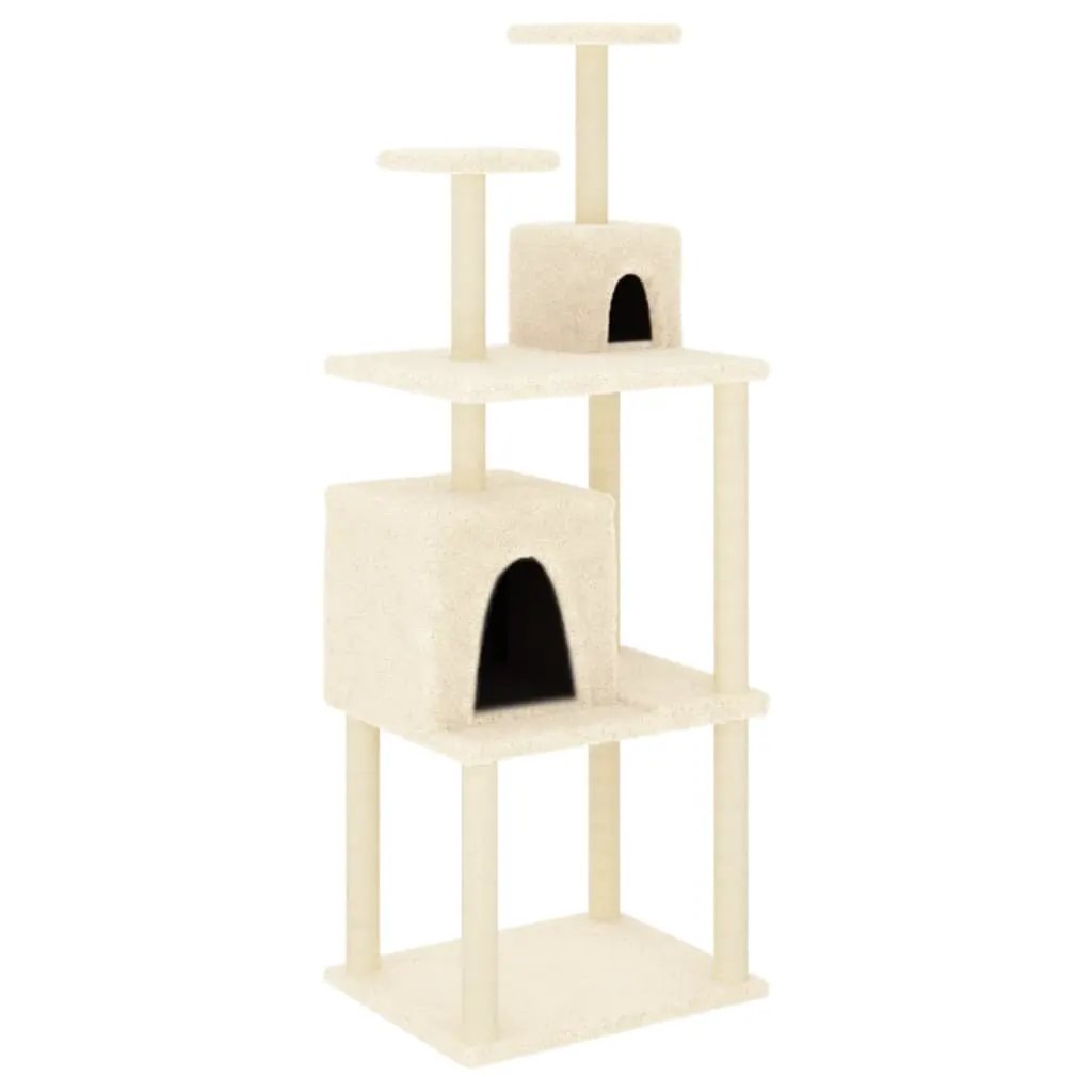 vidaXL vidaXL Cat Tree with Sisal Scratching Posts Cream 167 cm - Cat Tree