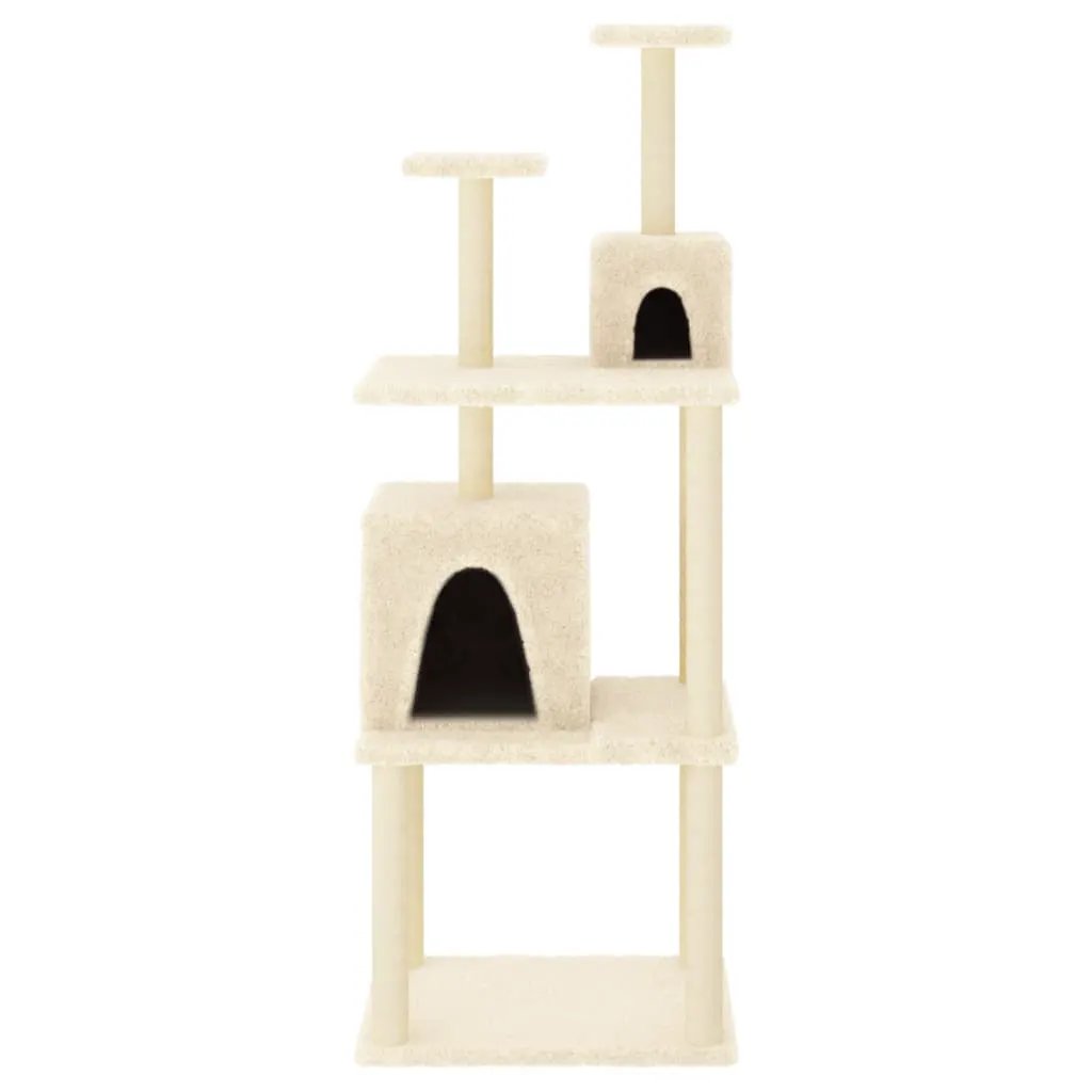 vidaXL vidaXL Cat Tree with Sisal Scratching Posts Cream 167 cm - Cat Tree