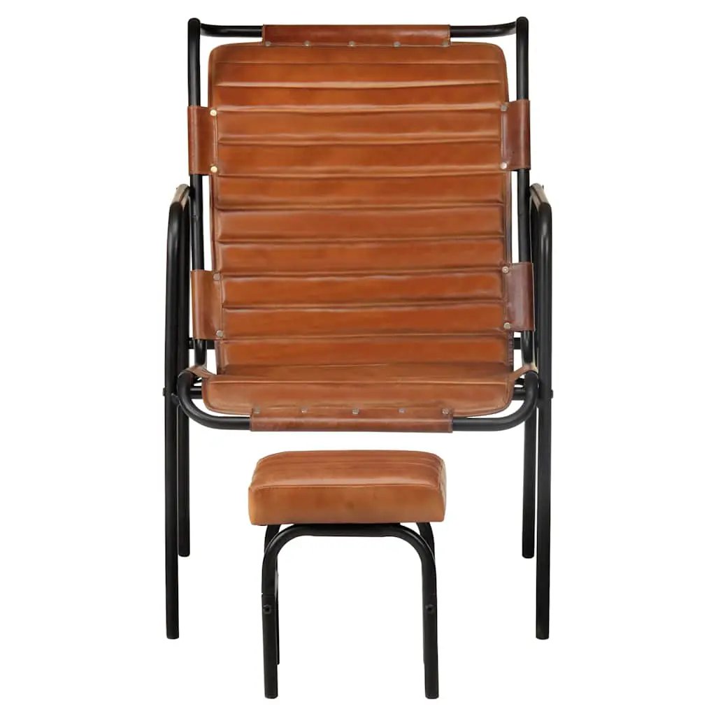 vidaXL Relaxing Armchair with a Footrest Brown Real Leather - from vidaXL