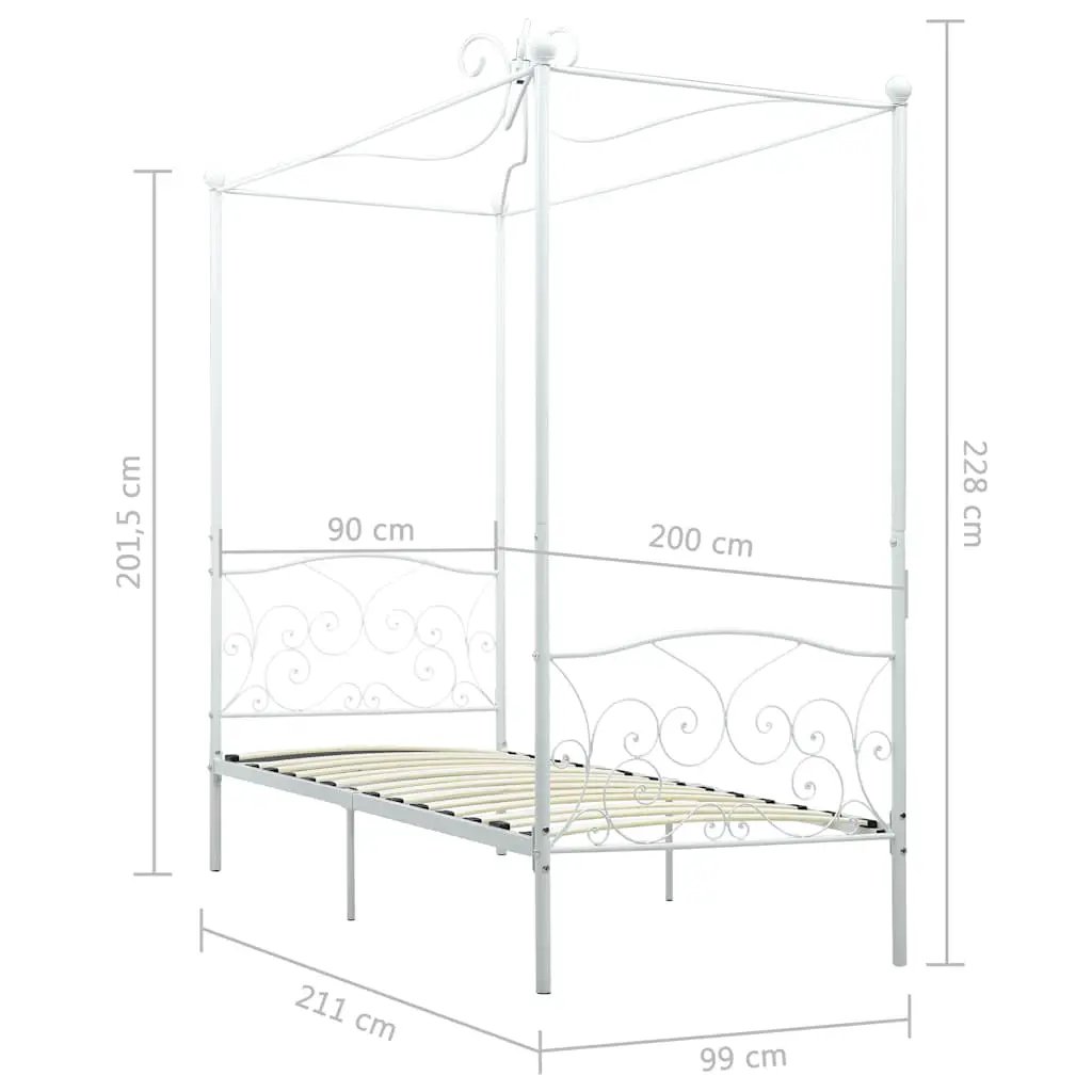 vidaXL Bed Frame | White | Metal | Single | Tough | Bed Frame | Rectangular - from vidaXL