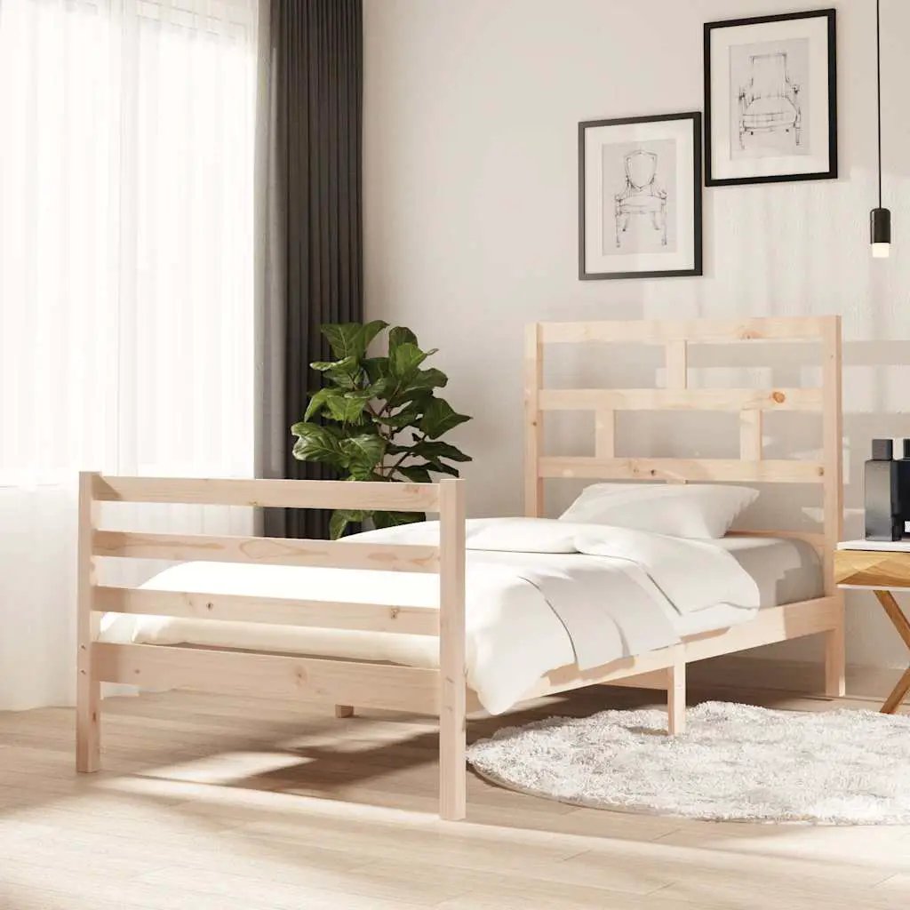vidaXL Bed Frame | Natural wood | Solid pine wood | Single | Durable | Bed Frame - from vidaXL