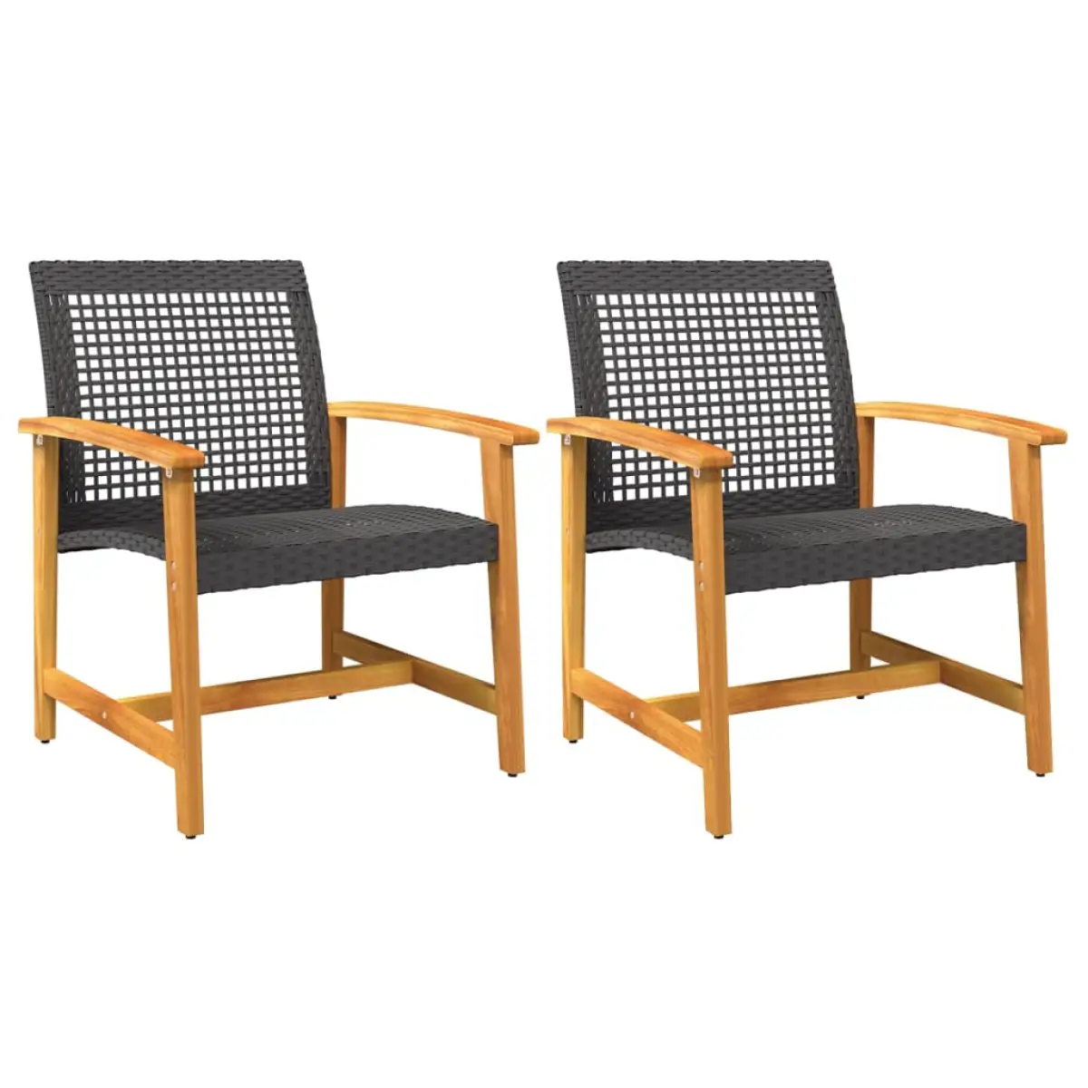 vidaXL vidaXL Garden Chairs 2 pcs Black Poly Rattan and Acacia Wood - Garden Chairs