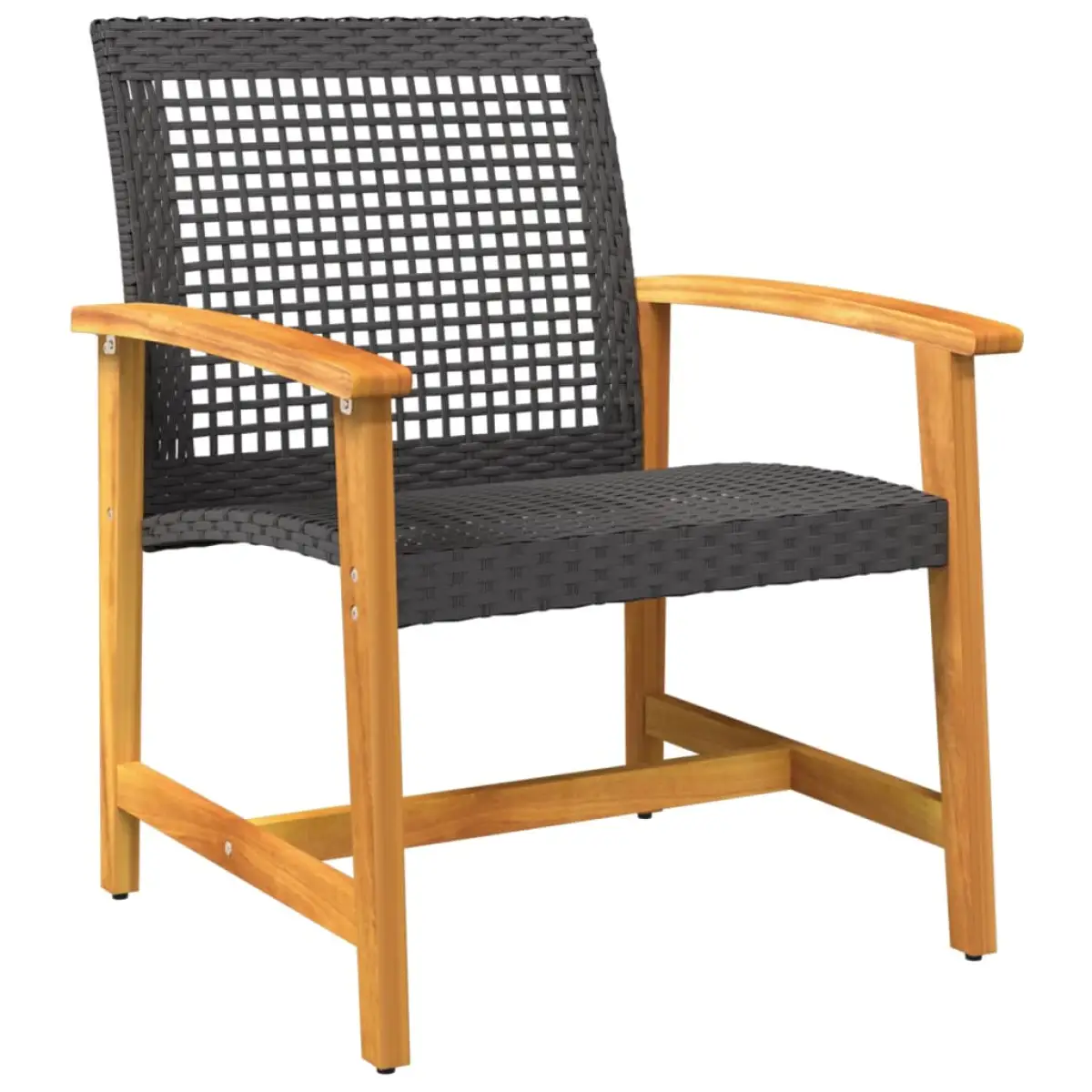 vidaXL vidaXL Garden Chairs 2 pcs Black Poly Rattan and Acacia Wood - Garden Chairs