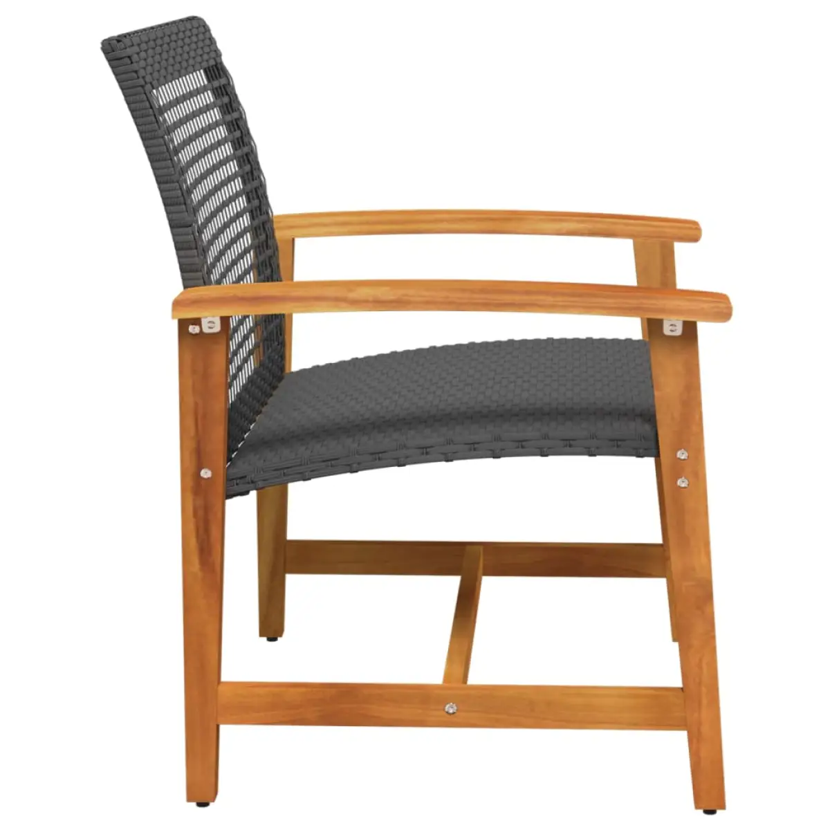 vidaXL vidaXL Garden Chairs 2 pcs Black Poly Rattan and Acacia Wood - Garden Chairs