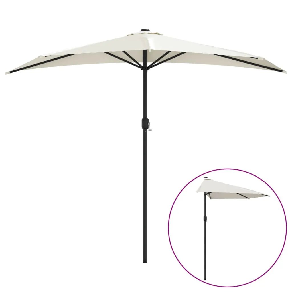 vidaXL vidaXL Garden Parasol with Aluminium Pole Sand 270x144 cm Half - Parasol
