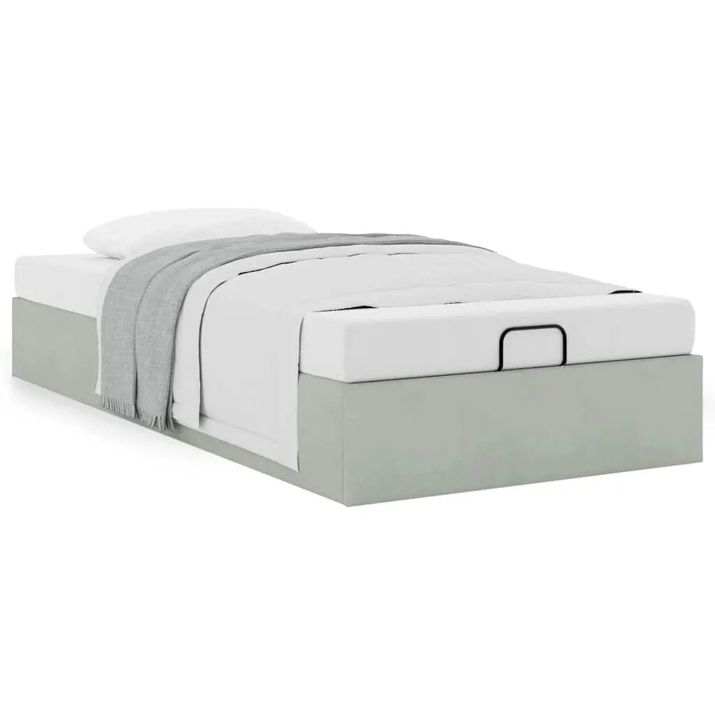 vidaXL vidaXL Ottoman Bed Frame No Mattress Light Grey Single Velvet - Bed Frames