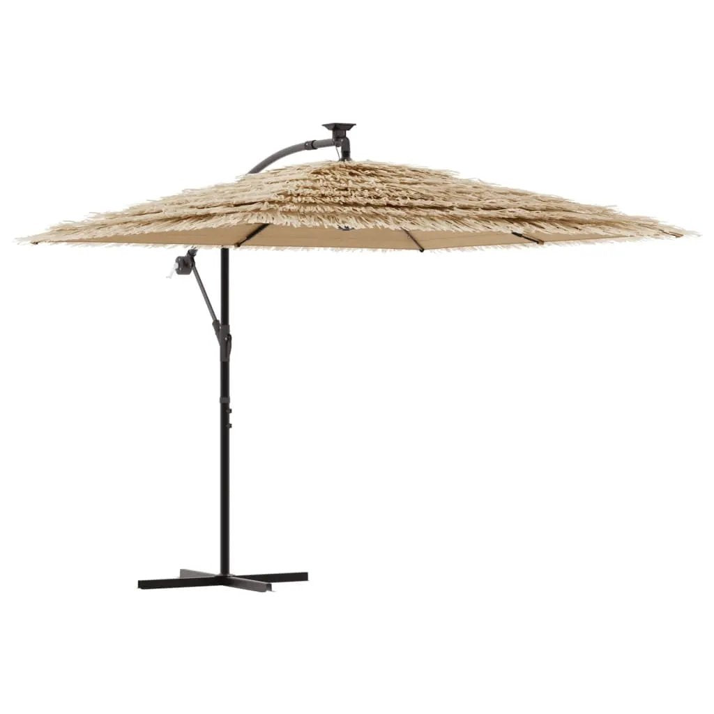 vidaXL vidaXL Garden Parasol with LEDs and Steel Pole Brown 246x246x230 cm - Parasol