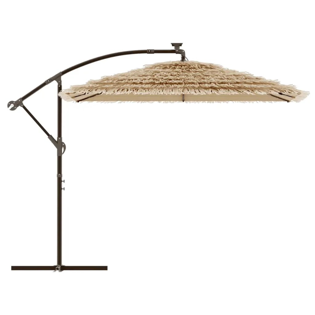 vidaXL vidaXL Garden Parasol with LEDs and Steel Pole Brown 246x246x230 cm - Parasol