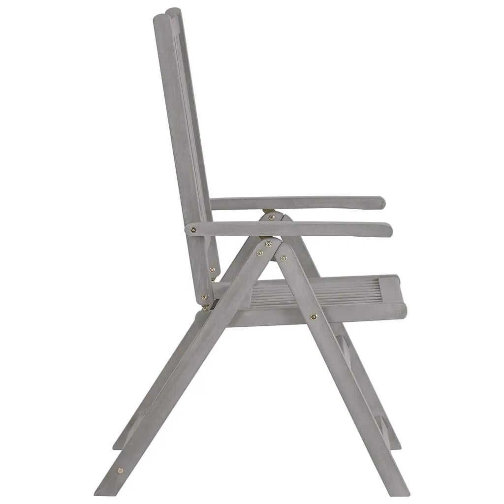 vidaXL vidaXL Garden Reclining Chairs 2 pcs Grey Solid Acacia Wood - Folding Chairs