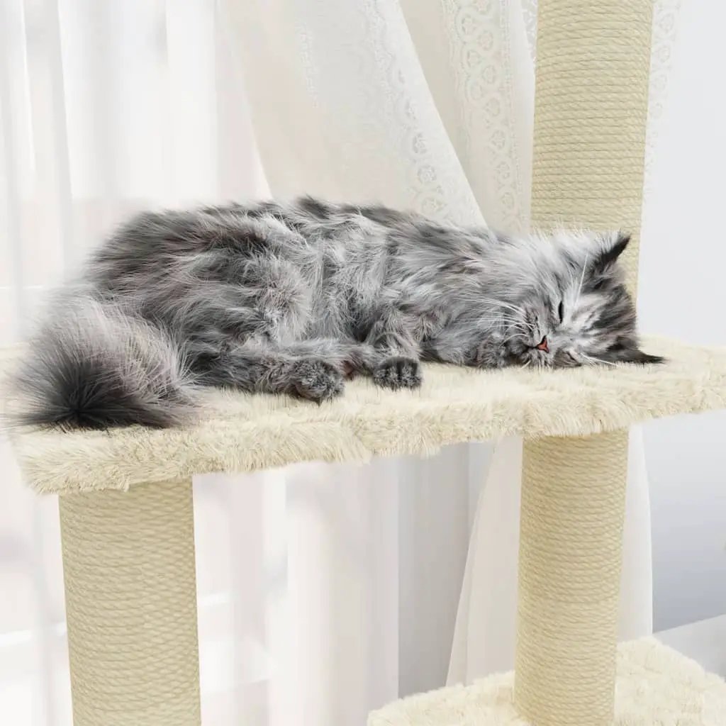 vidaXL vidaXL Cat Tree with Sisal Scratching Posts Cream 155 cm - Cat Tree