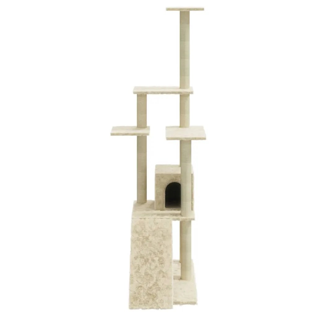 vidaXL vidaXL Cat Tree with Sisal Scratching Posts Cream 155 cm - Cat Tree