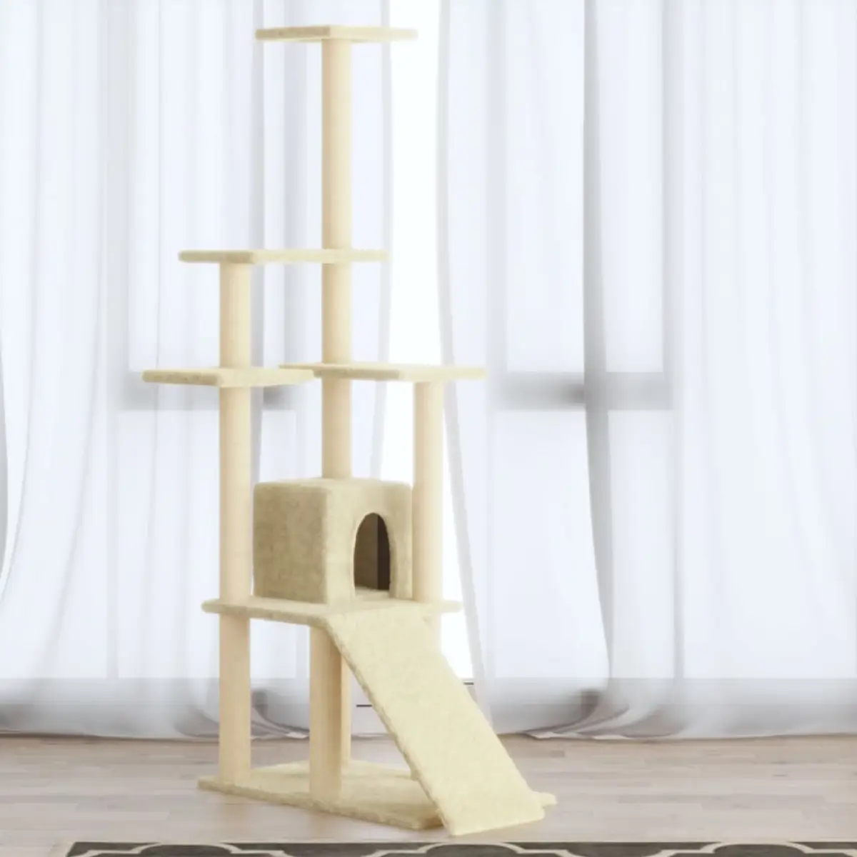 vidaXL vidaXL Cat Tree with Sisal Scratching Posts Cream 155 cm - Cat Tree