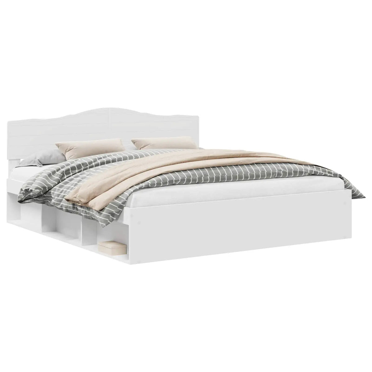 vidaXL Bed Frame with Headboard White 200 x 200 cm Solid Pine Wood - from vidaXL