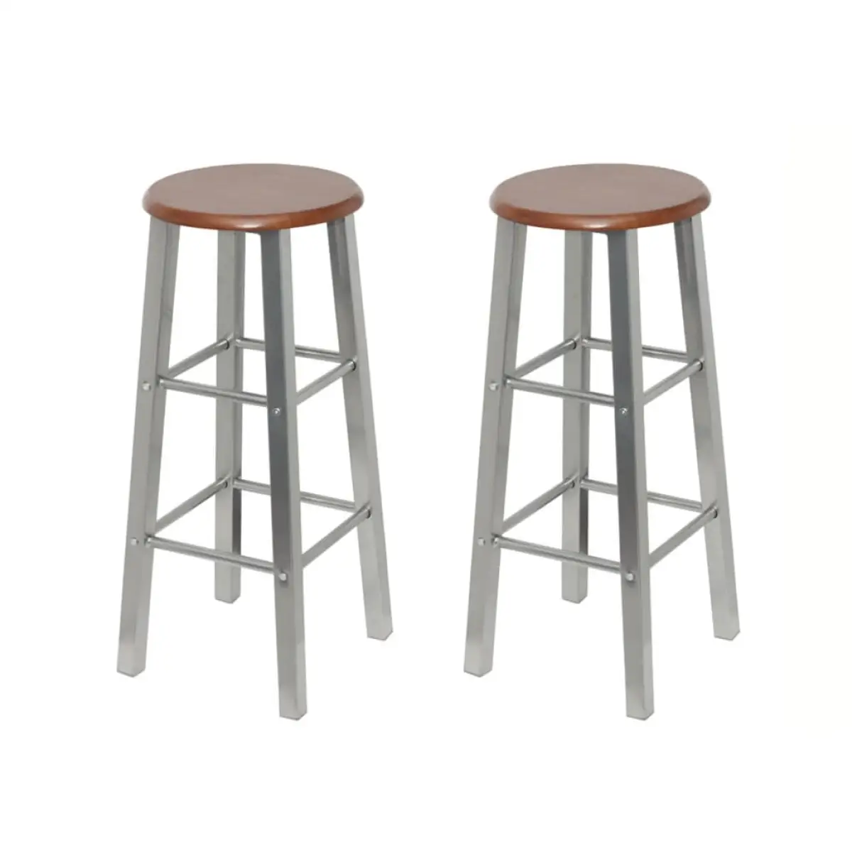 vidaXL vidaXL Bar Stools 2 pcs Metal with MDF Seat - Bar Stool
