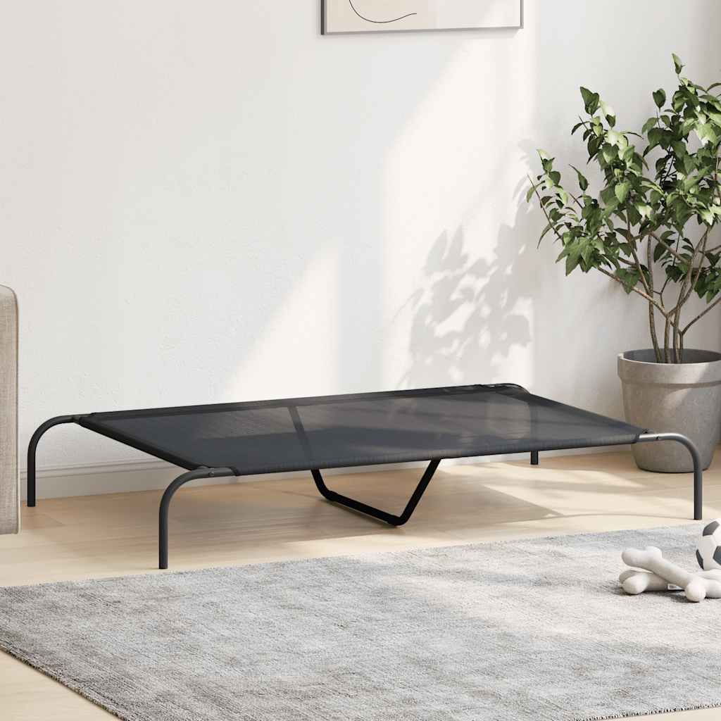 vidaXL Elevated Dog Bed Black 130x80x20 cm Textilene and Steel - from vidaXL