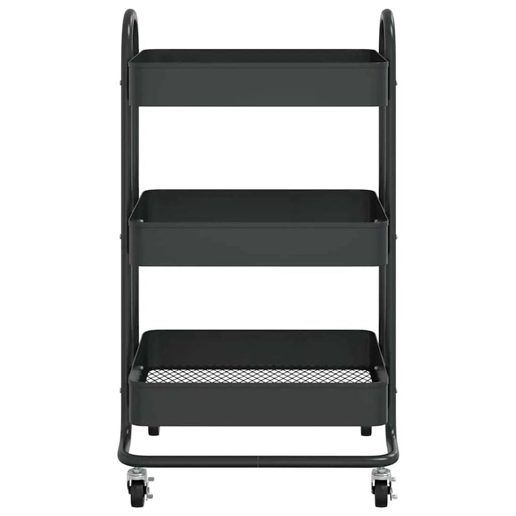 vidaXL 3-Tier Trolley Black 43x34x79 cm Steel - from vidaXL