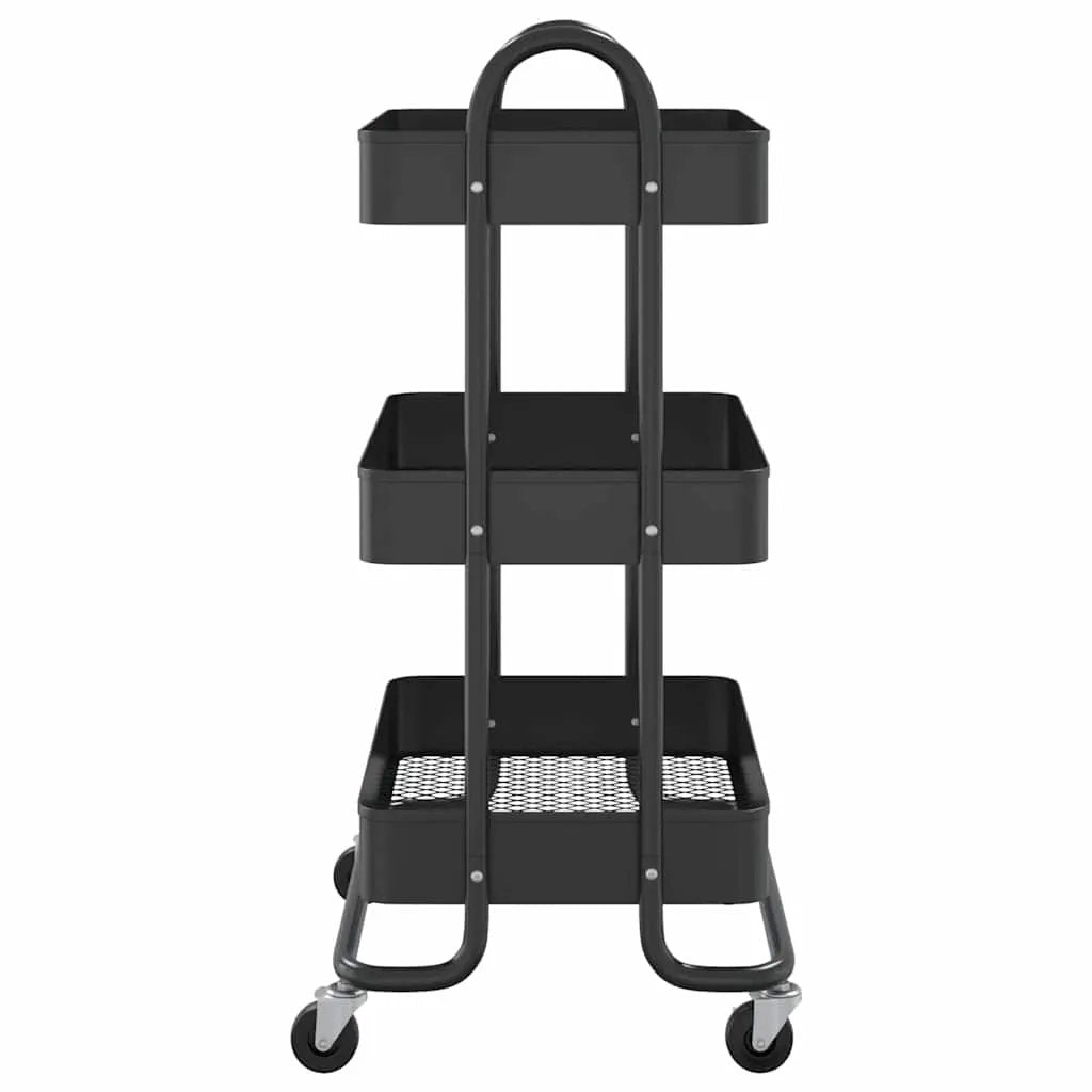 vidaXL 3-Tier Trolley Black 43x34x79 cm Steel - from vidaXL