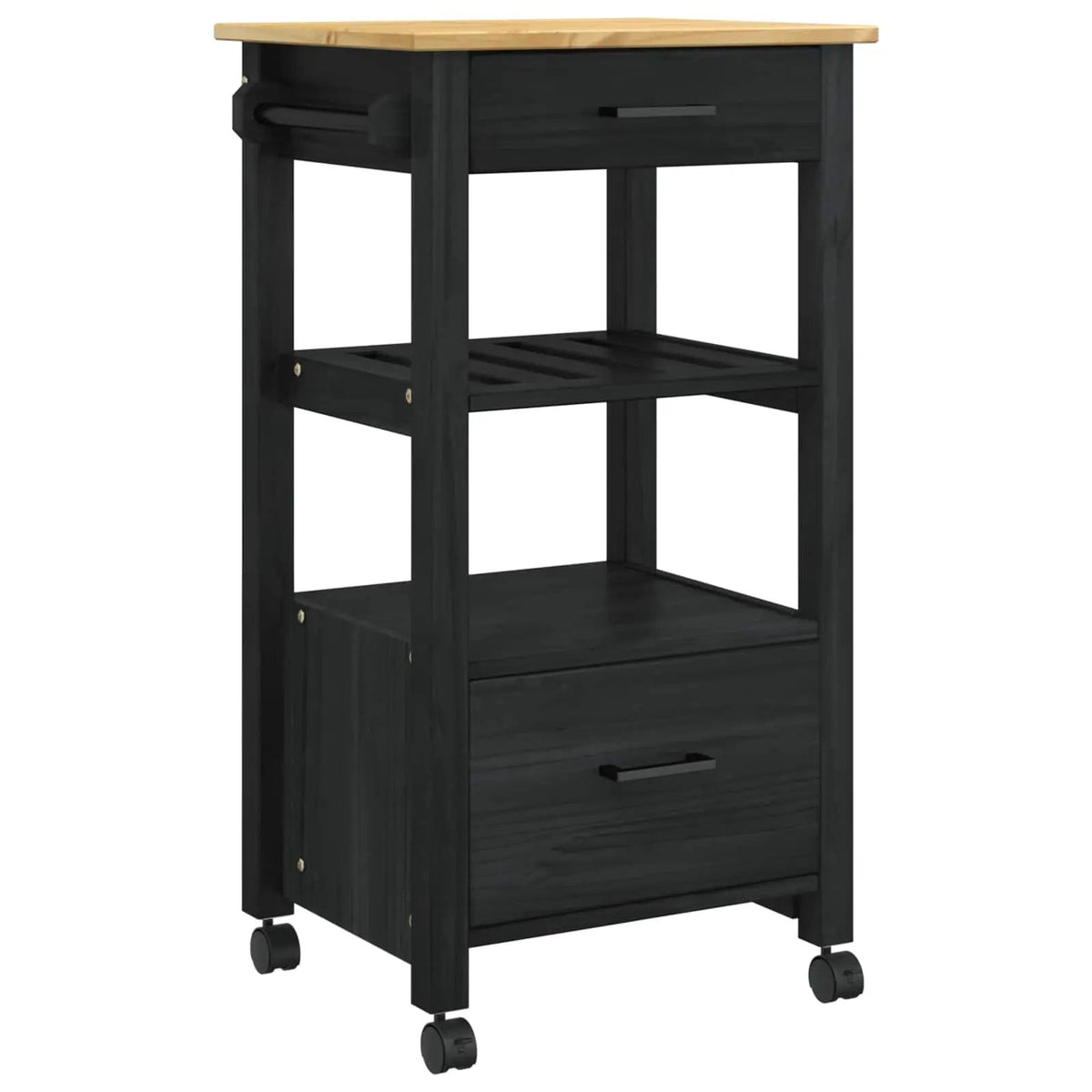 vidaXL Kitchen Trolley MONZA Black 48 x 40 x 88.5 cm Solid Pine Wood - from vidaXL