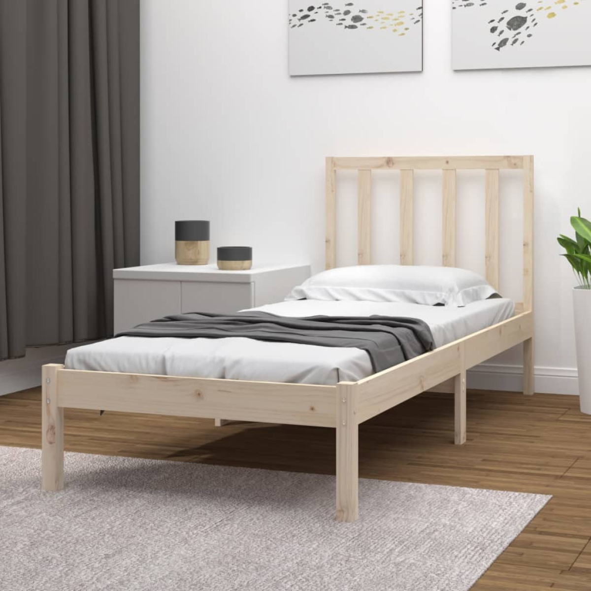 vidaXL Bed Frame | Natural pine | Solid pine wood | Small Single | Durable - from vidaXL