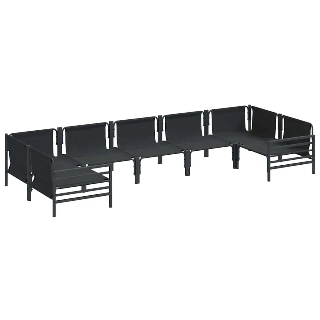 vidaXL vidaXL Garden Sofa Set with Cushion 7 pcs Black Steel - Garden Sofa Sets