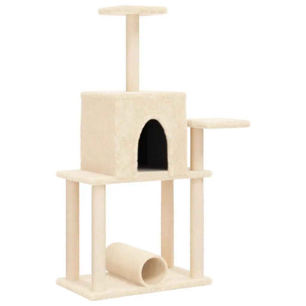 vidaXL vidaXL Cat Tree with Sisal Scratching Posts Cream 122 cm - Cat Tree