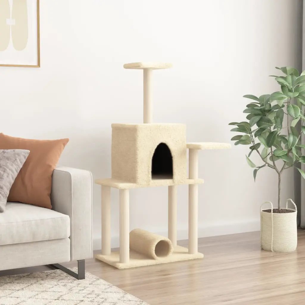 vidaXL vidaXL Cat Tree with Sisal Scratching Posts Cream 122 cm - Cat Tree