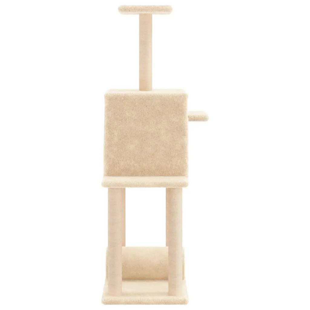vidaXL vidaXL Cat Tree with Sisal Scratching Posts Cream 122 cm - Cat Tree