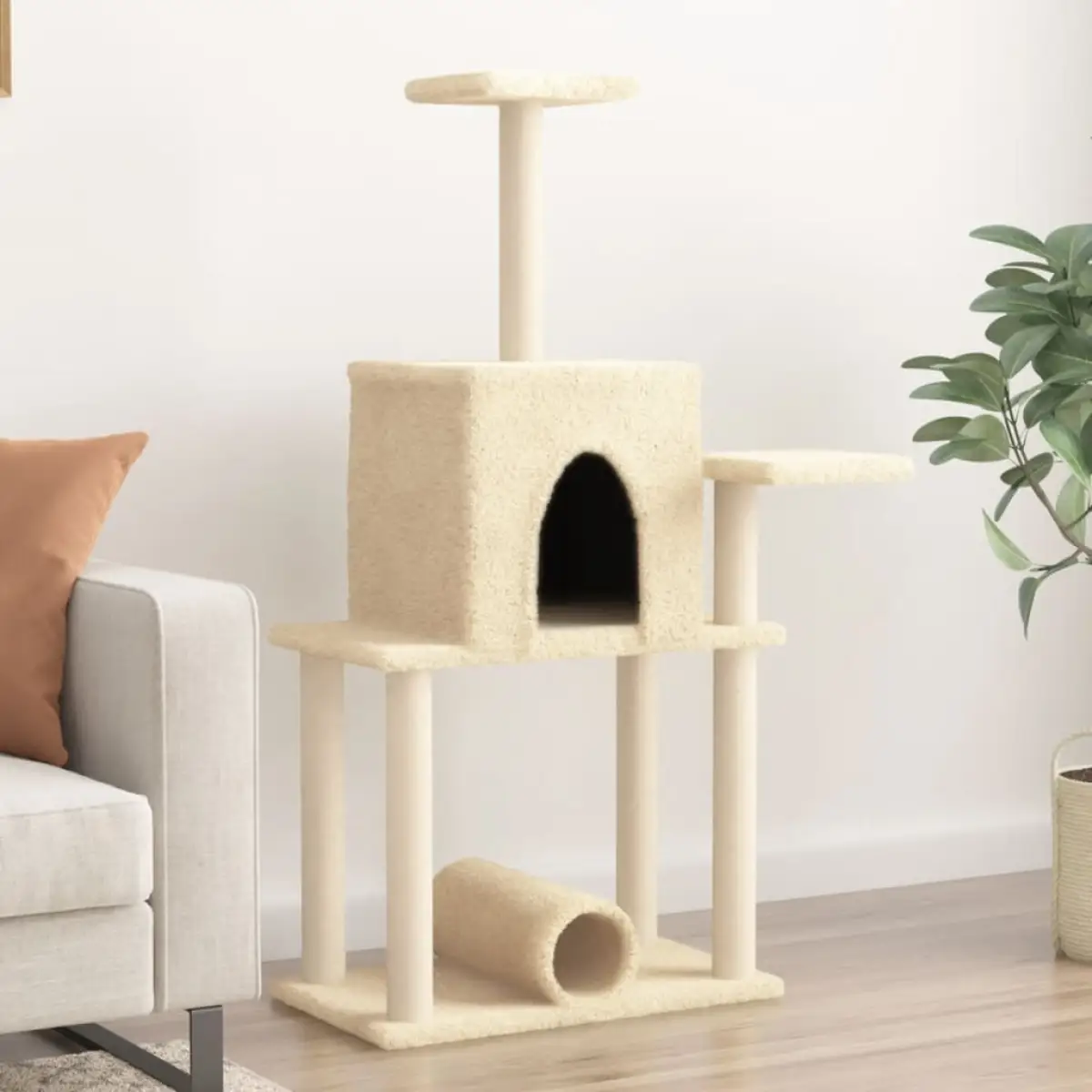vidaXL vidaXL Cat Tree with Sisal Scratching Posts Cream 122 cm - Cat Tree