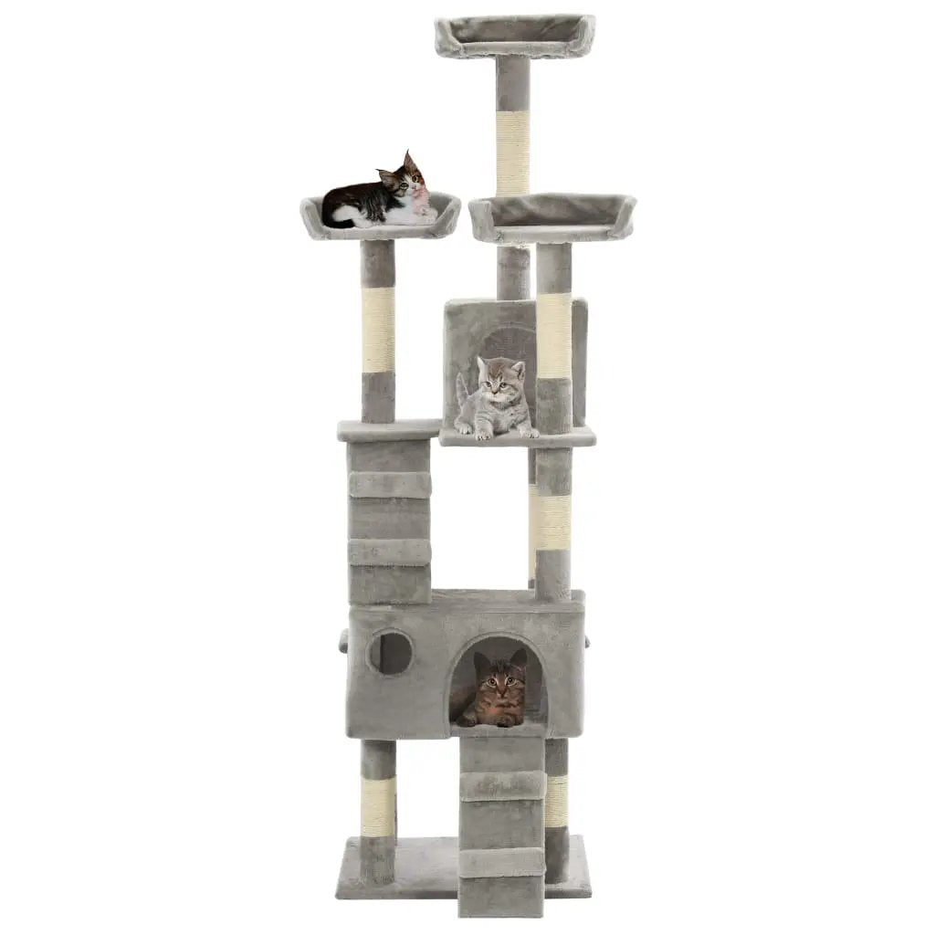 vidaXL vidaXL Cat Tree with Sisal Scratching Posts 170 cm Grey - Cat Tree