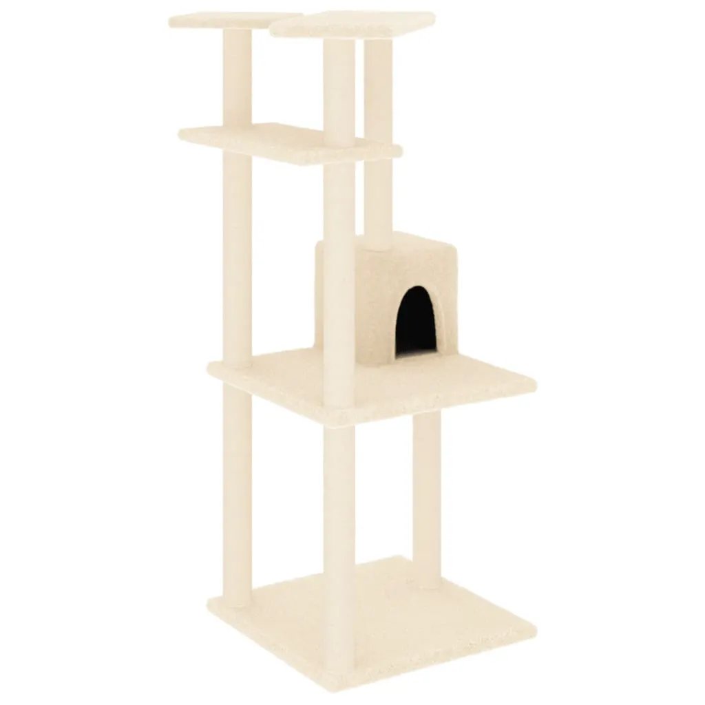 vidaXL vidaXL Cat Tree with Sisal Scratching Posts Cream 123 cm - Cat Tree