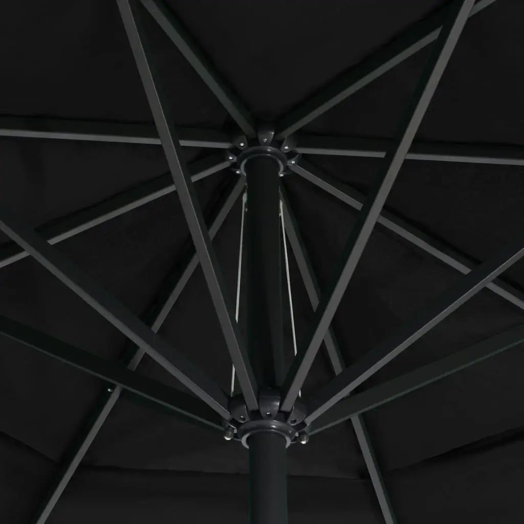 vidaXL vidaXL Garden Parasol with Aluminium Pole 500 cm Black - Parasol