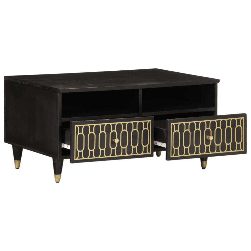 vidaXL Coffee Table 80x54x40 cm Solid Mango Wood With Storage Drawers Living Room by vidaXL