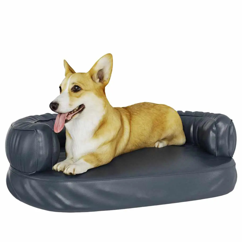 vidaXL Dog Bed | Dark Blue | Faux Leather | Medium | Dog Bed | Rectangular - from vidaXL