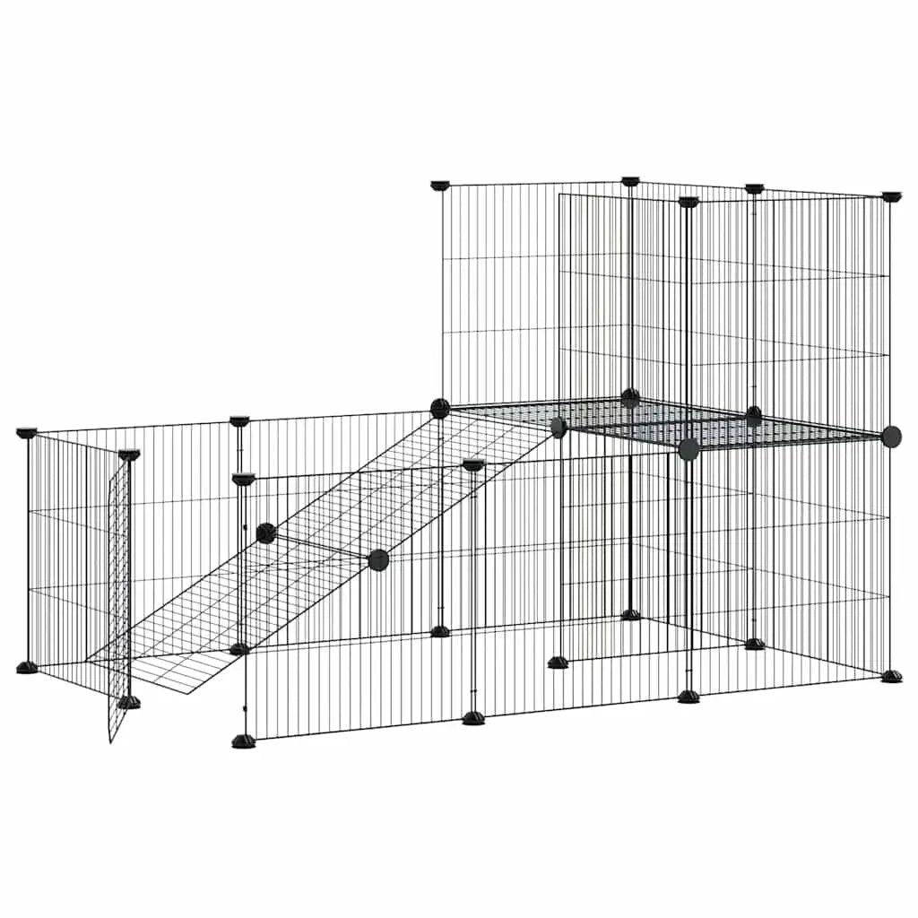 vidaXL Pet Cage | Black | Powder-coated steel | Medium | Expandable | Cage - from vidaXL