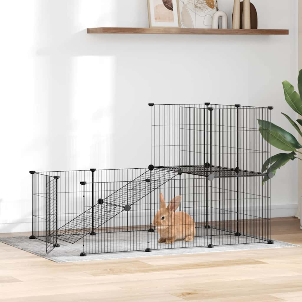 vidaXL Pet Cage | Black | Powder-coated steel | Medium | Expandable | Cage - from vidaXL