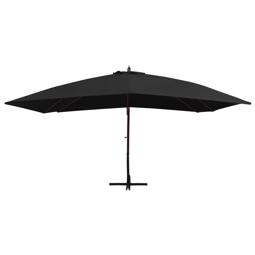 vidaXL vidaXL Hanging Garden Parasol with Wooden Pole 400x300 cm Black - Parasol