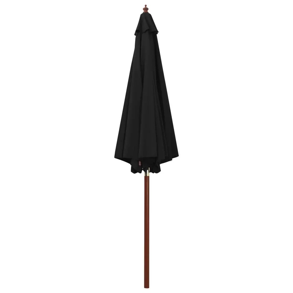 vidaXL vidaXL Garden Parasol with Wooden Pole 300x258 cm Black - Parasol